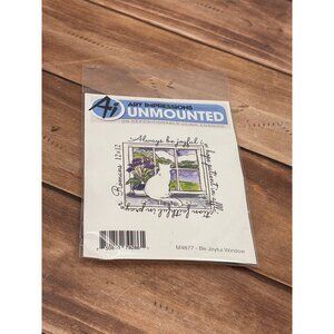 HTF ART IMPRESSIONS M4877 BE JOYFUL WINDOW RUBBER UNMOUNTED STAMP ROMANS 12 CAT